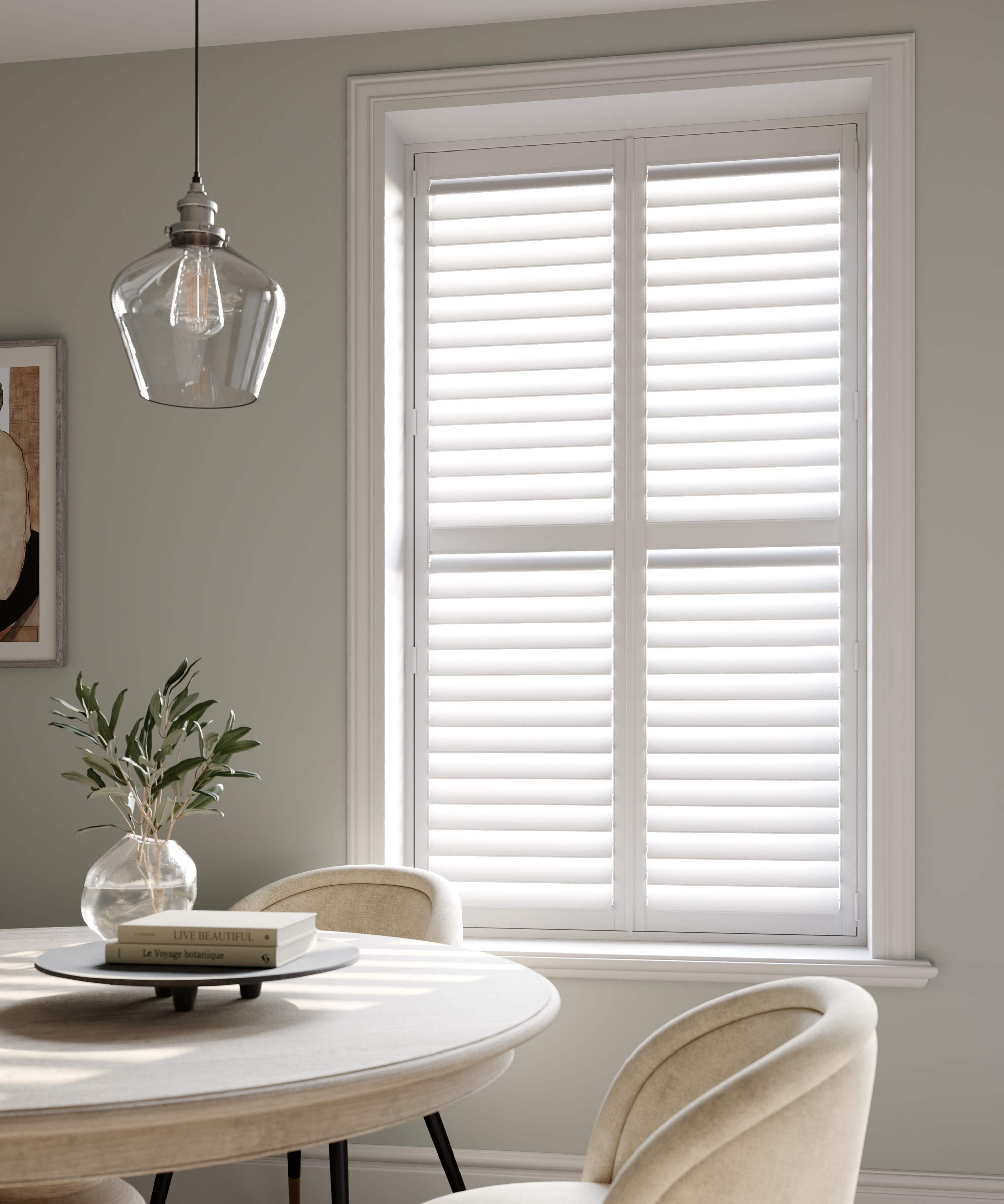 SureFix Shutters Waterlooville – Full height shutters, dining room Window Shutters in Hampshire